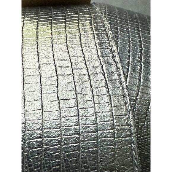 Talbots Lizard Grain Leather Womens Belt Wide Black Size Medium Career Capsule - Picture 9 of 10